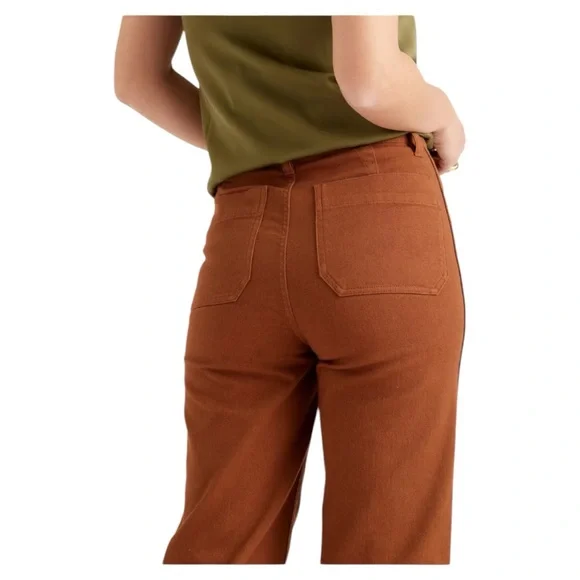 NWOT Quince Organic Stretch Cotton Twill Wide-Leg Crop Pants size 26 - Picture 5 of 9